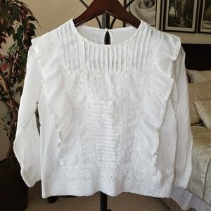3/$15 Bohemian 3/4 Sleeve White Blouse XS